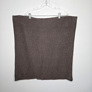 WEST ELM Euro Sham Rippled Texture Dark Khaki Green 26x26 Organic Cotton 847084